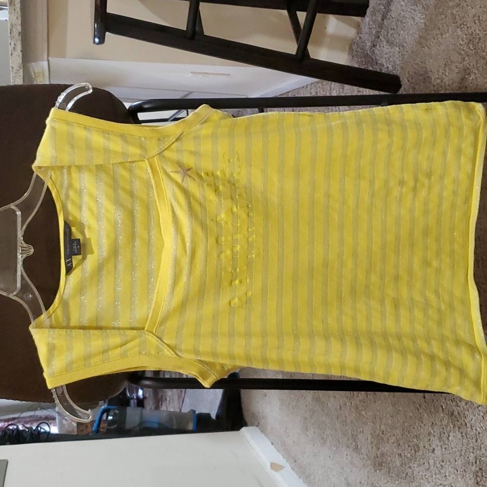 Armani exchange striped yellow stretch sleeveless top